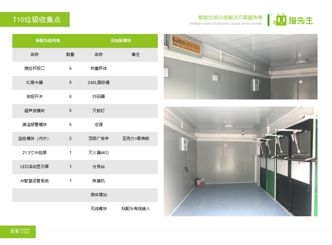 貓先生智能垃圾分類房，定時(shí)定點(diǎn)垃圾收集站 ，垃圾房功能配置