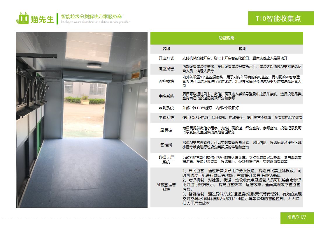 貓先生智能垃圾分類房，定時(shí)定點(diǎn)垃圾收集站 ，垃圾房功能說明